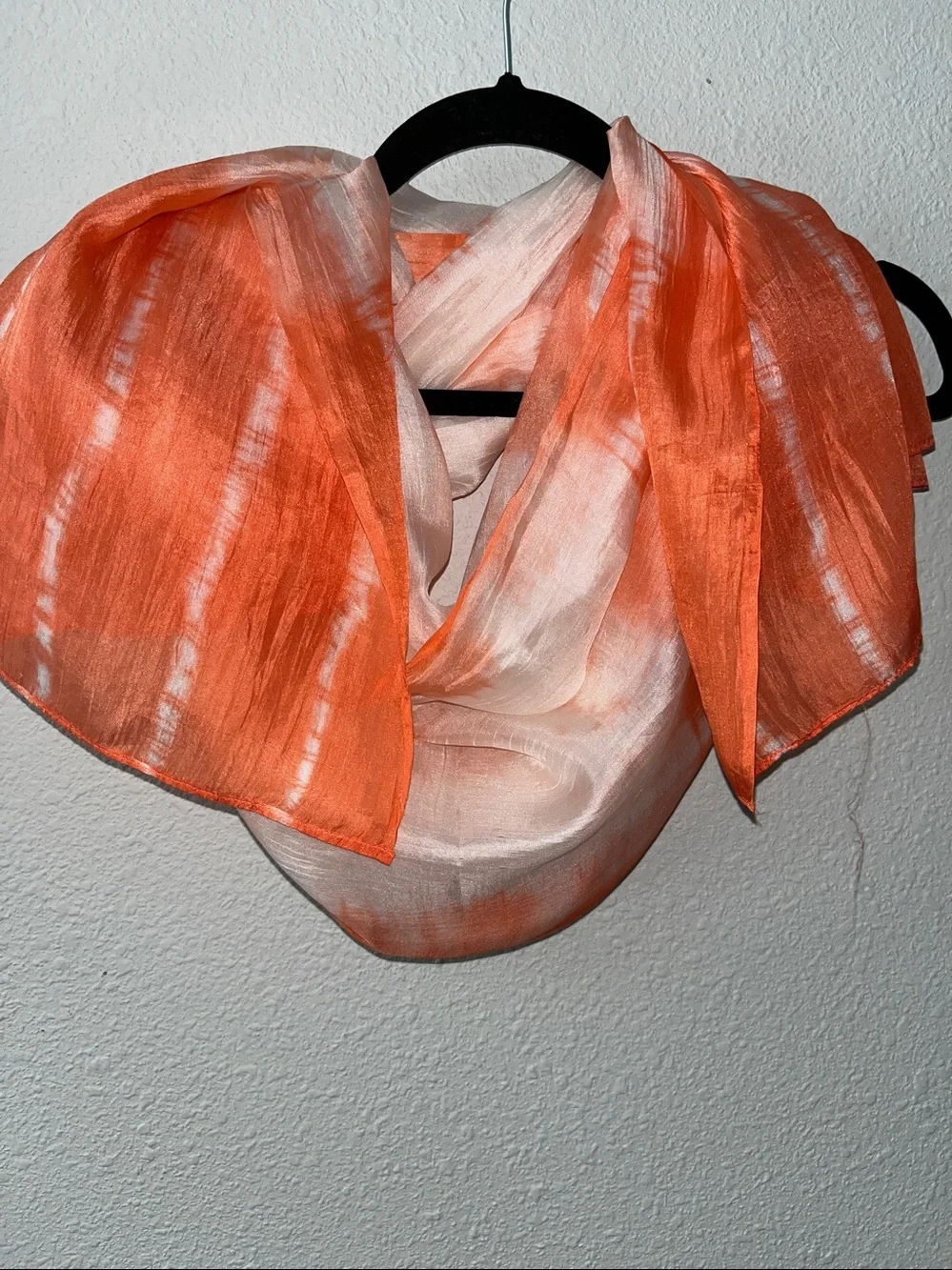 100% Silk ombré Orange & White   Shawl Scarf Oversized 31”x64”